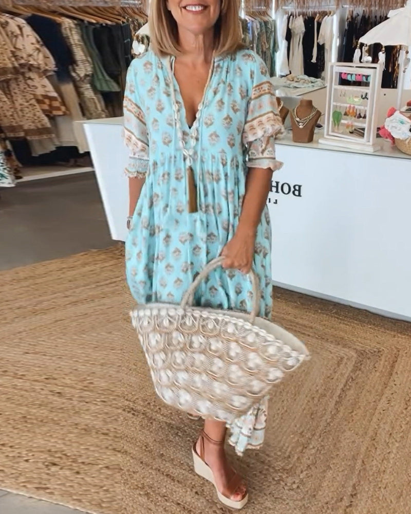 Flavie - Loose Fit Casual Dress with Print