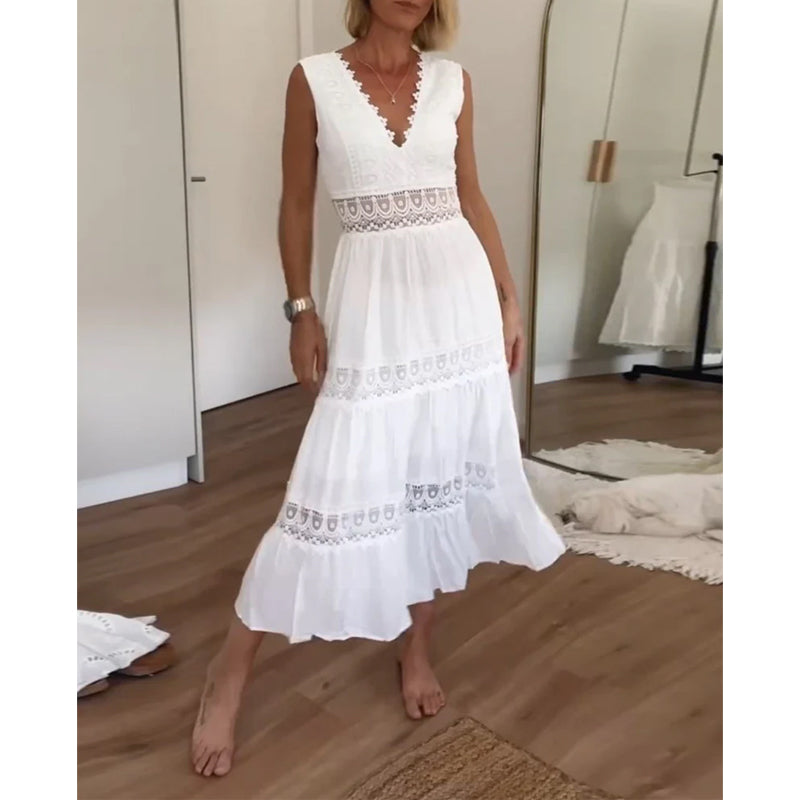 Mirna - Lace Tank Dress with V-Neckline