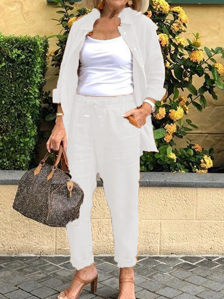 Nora – Two-piece set with blouse and trousers
