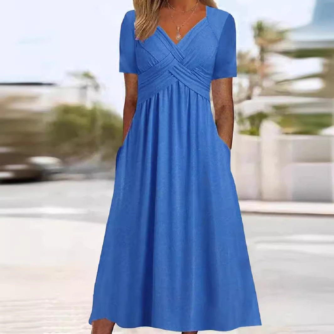 Malina - Elegant Dress with Flowing Silhouette and V-Neckline