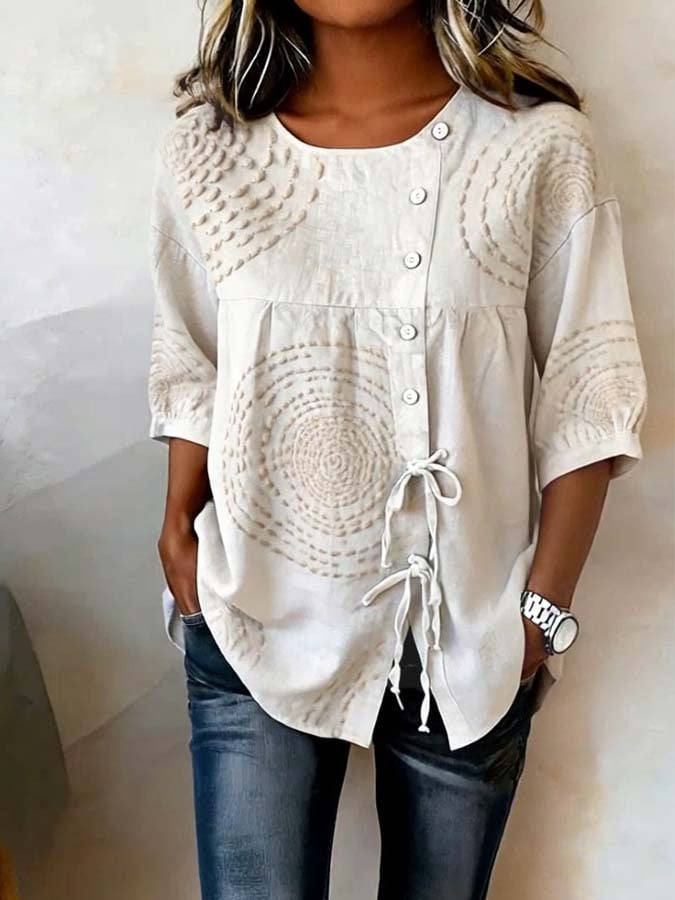 Nexira - Women's flowing natural elegant bohemian print blouse