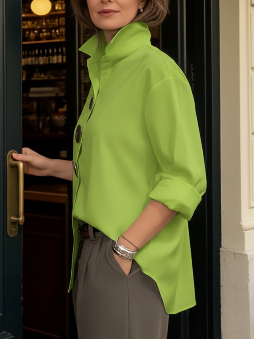 Kaeloria - Elegant Cotton and Linen Blouse with Metal Buttons