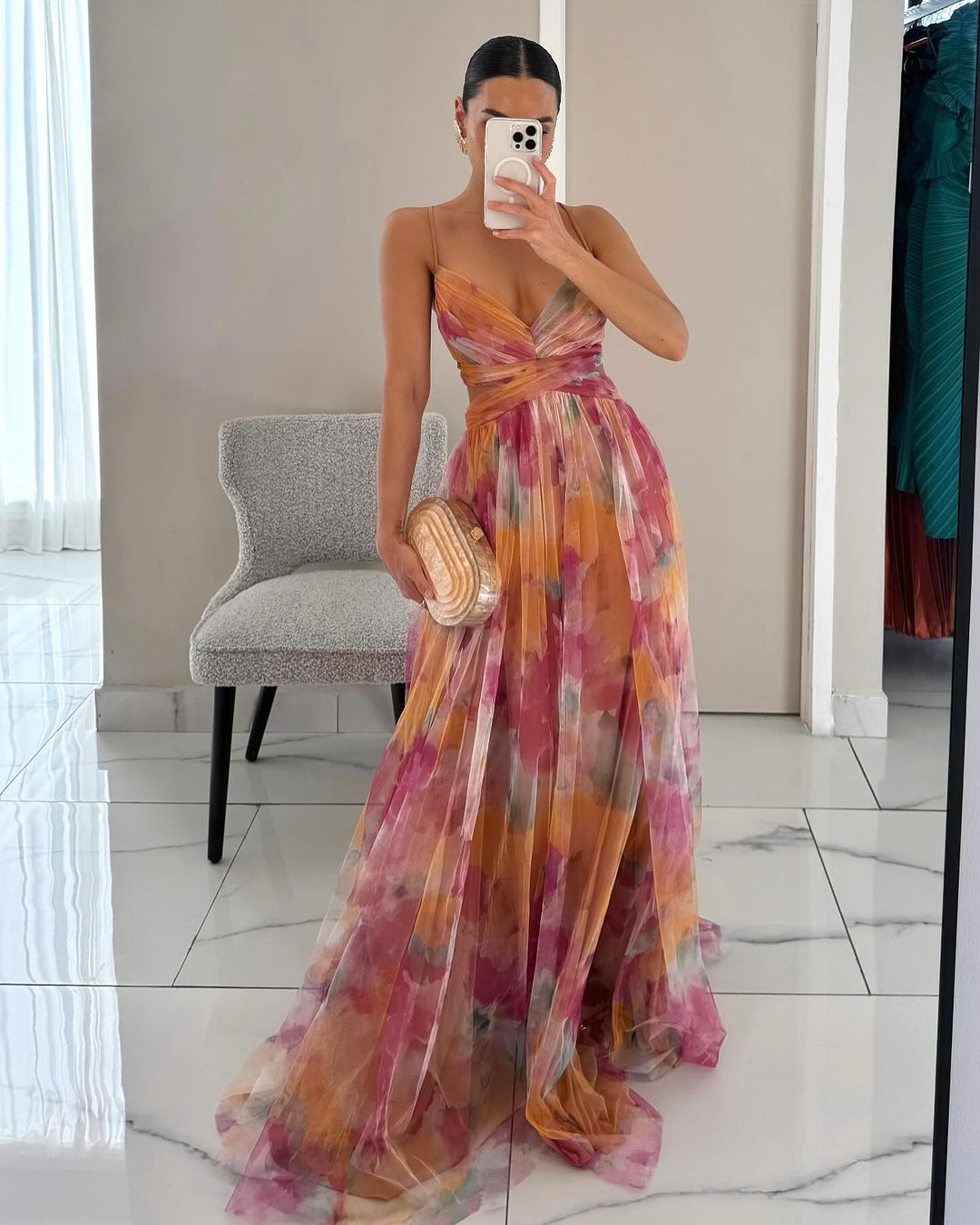 Leora - Enchanting Floral Print Maxi Dress