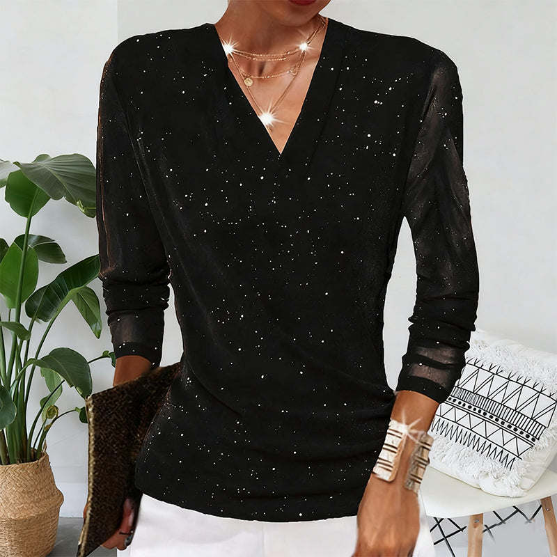 Oralindra - Elegant Wrap Blouse with Long Sleeves