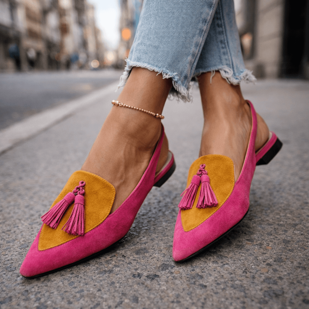 Zara – Slingback flats with pointed toe and tassel detail