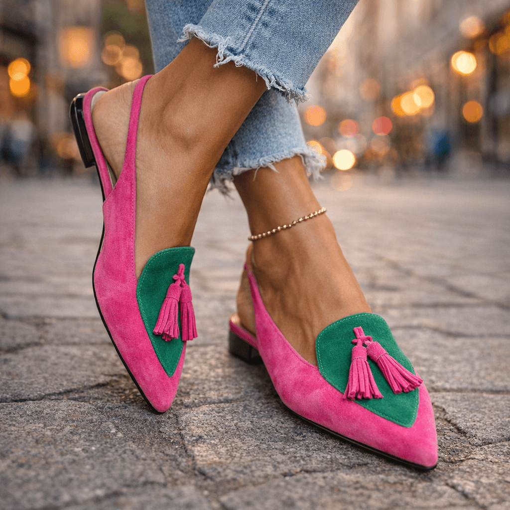 Zara – Slingback flats with pointed toe and tassel detail