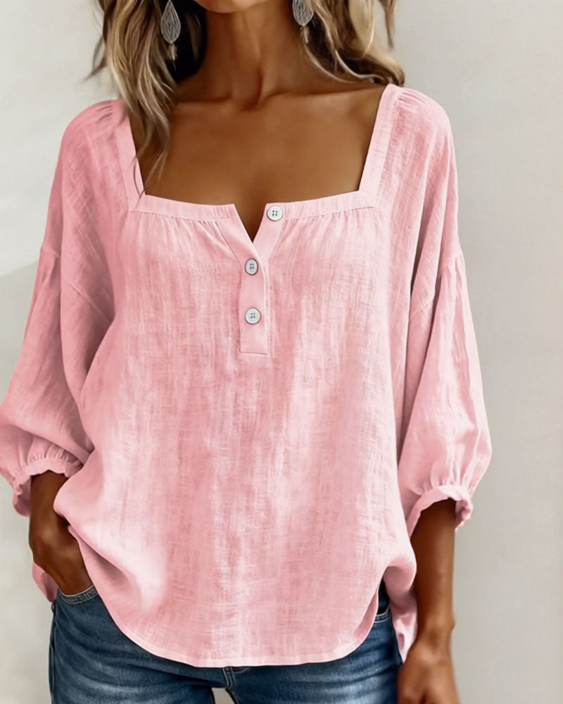 Glyressa - Elegant Women's Square Neck Blouse