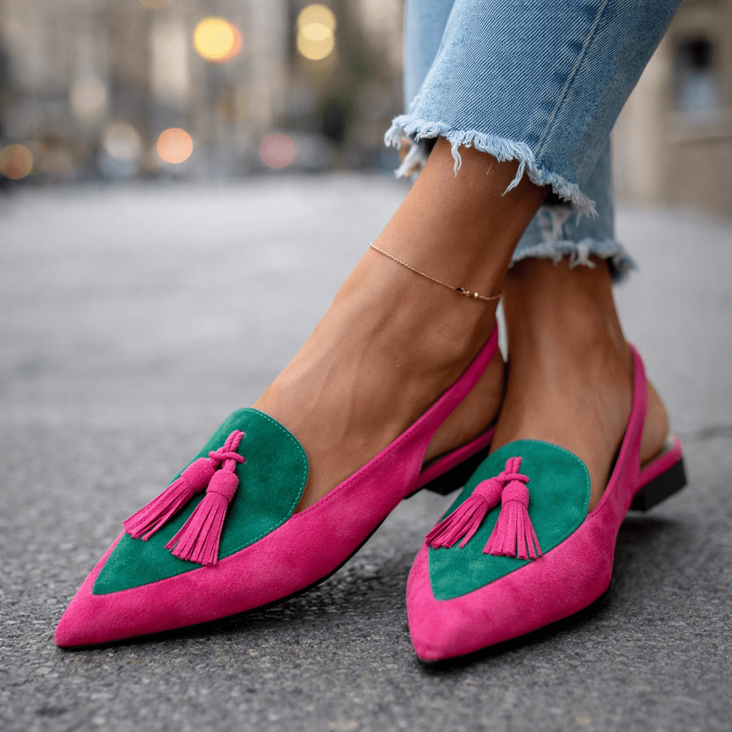 Zara – Slingback flats with pointed toe and tassel detail