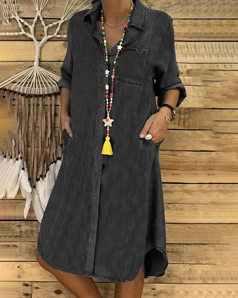 Eleora - Vintage Denim Long Dress
