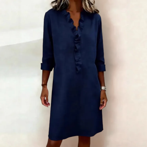 Sophie – Dress with V-neck and ruffle detail