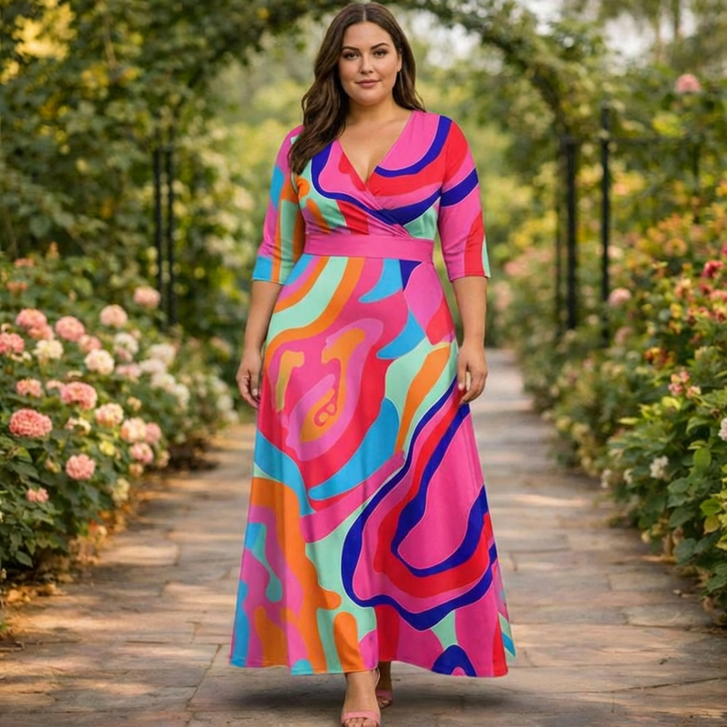 Emma | Vibrant Abstract Wrap Maxi Dress