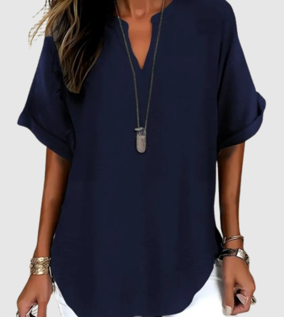 Sylmira - Elegant V-Neck Loose Blouse