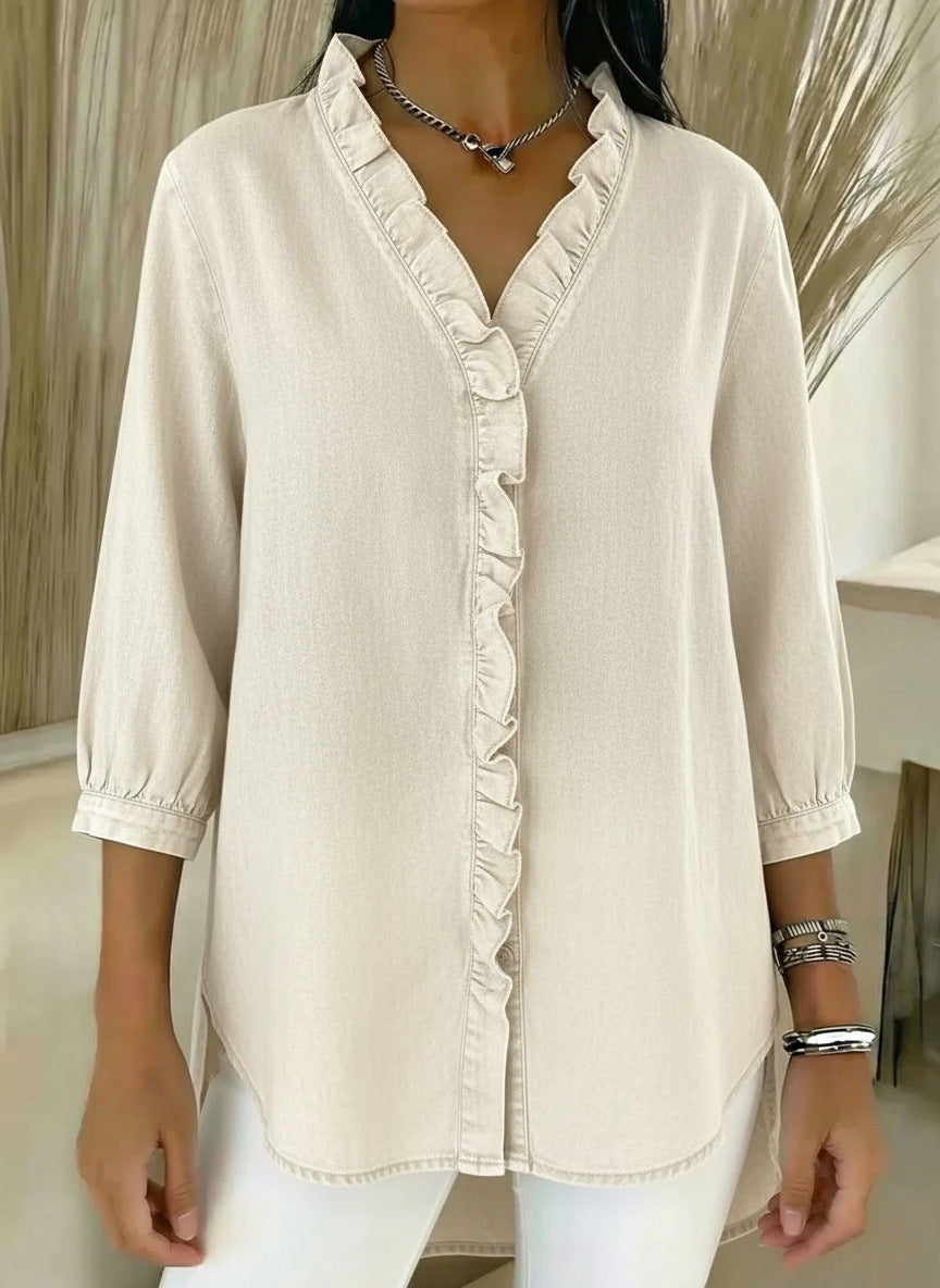 Selyra - Elegant Women's Ruffled Blouse