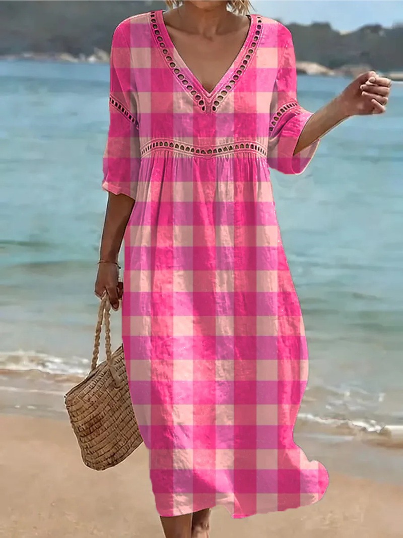 Eva – Dress with V-neck and print