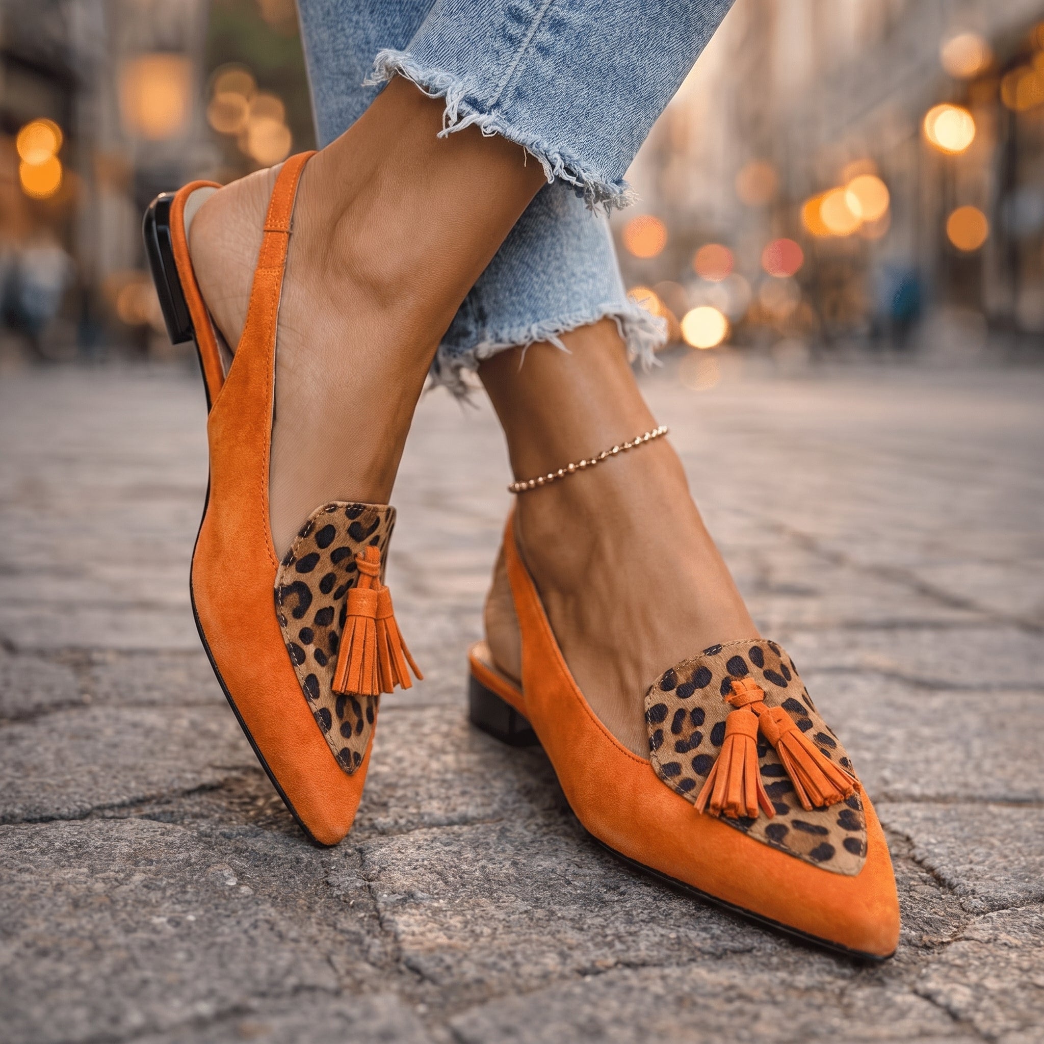 Zara – Slingback flats with pointed toe and tassel detail