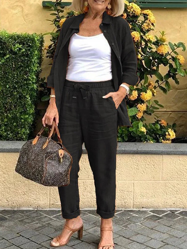 Nora – Two-piece set with blouse and trousers