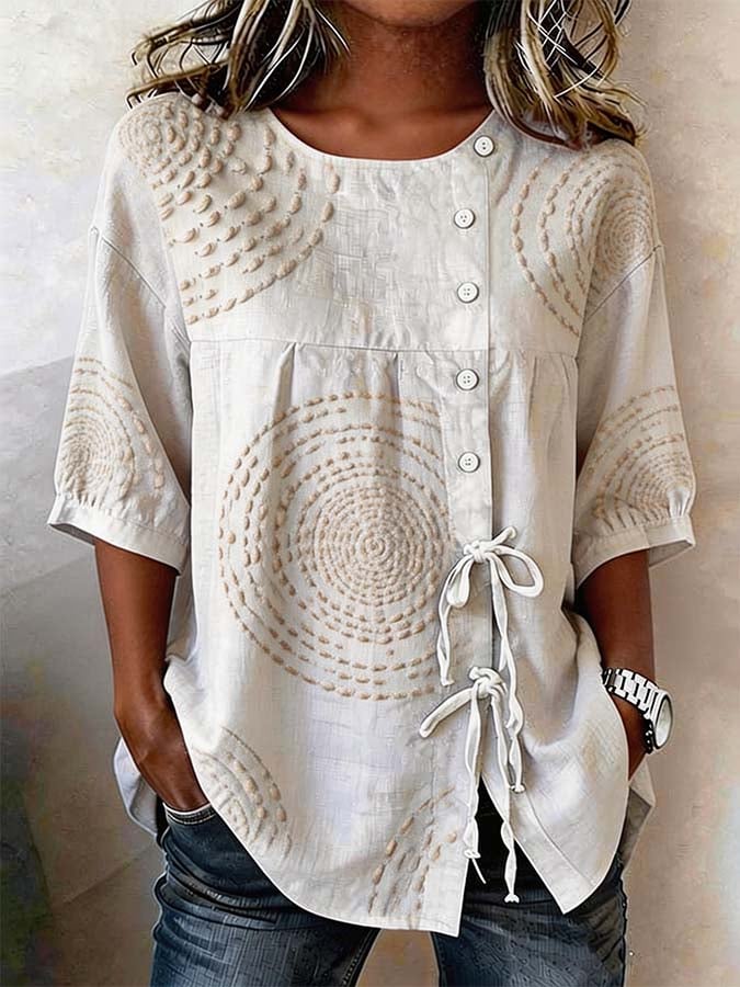 Nexira - Women's flowing natural elegant bohemian print blouse