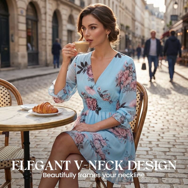 Halvienne - V-Neck Floral Summer Dress