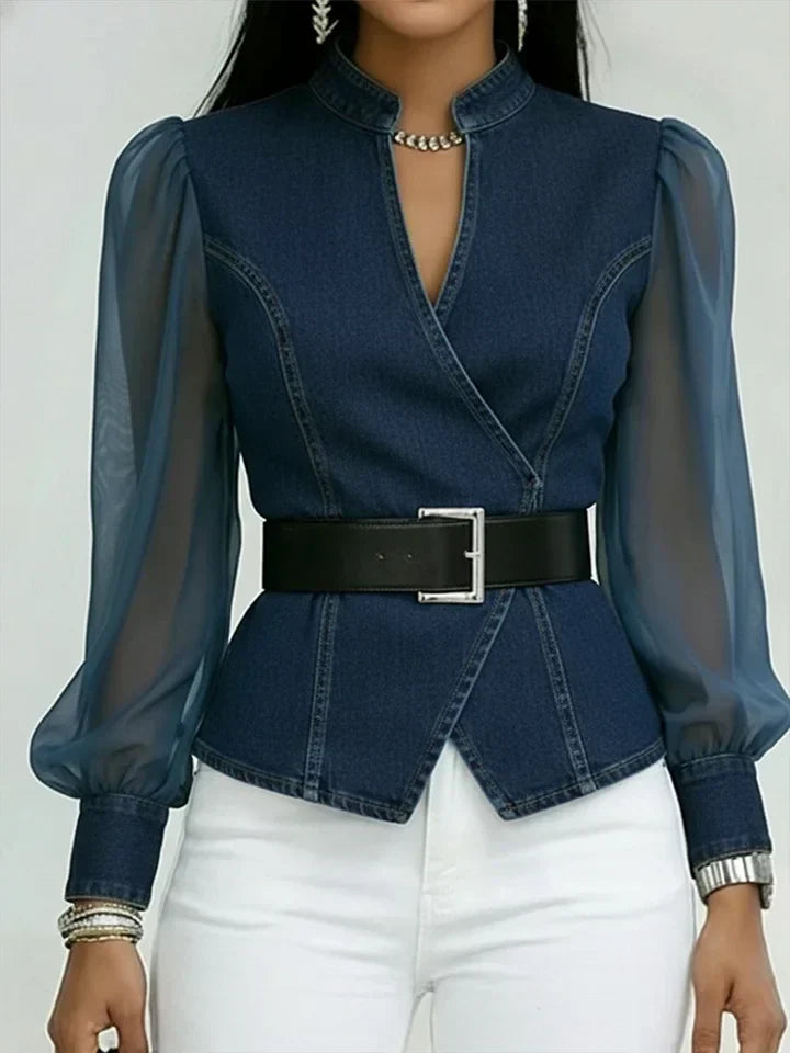 Quinellea - Structured Elegant Denim Blouse