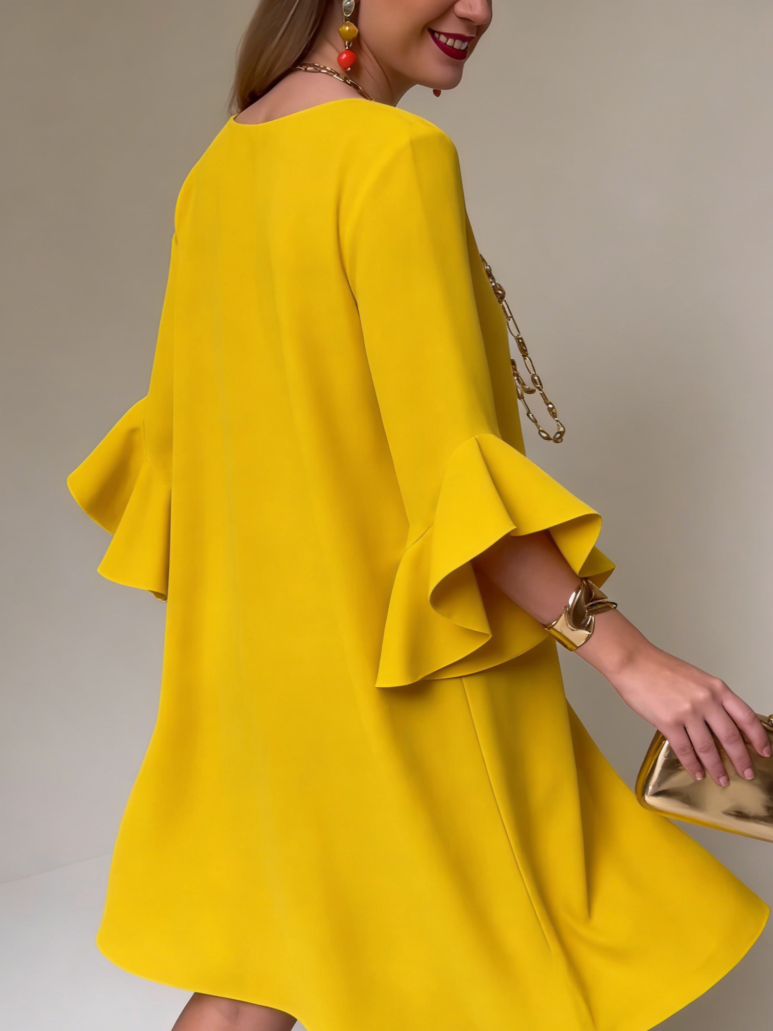 Eryza - Women's Flowy Dress Ruffle Sleeves Comfortable Fit Elegant Style