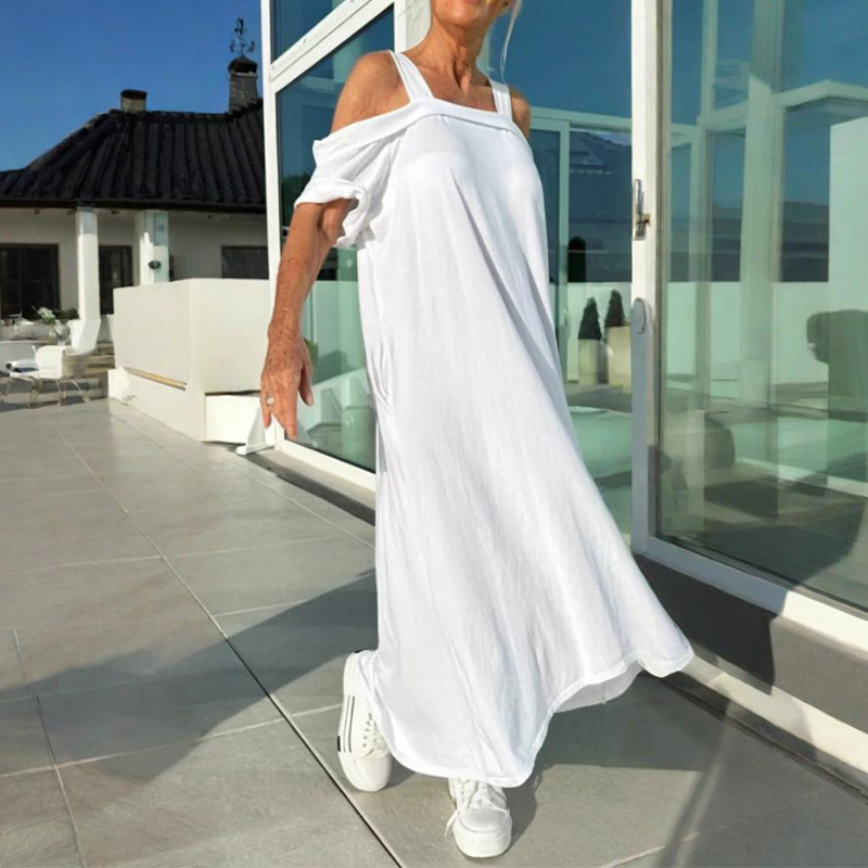 Phaedra - Elegant and comfortable women's off-the-shoulder maxi dress