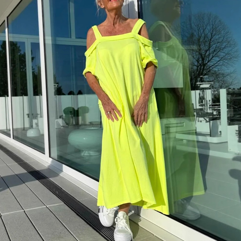 Phaedra - Elegant and comfortable women's off-the-shoulder maxi dress