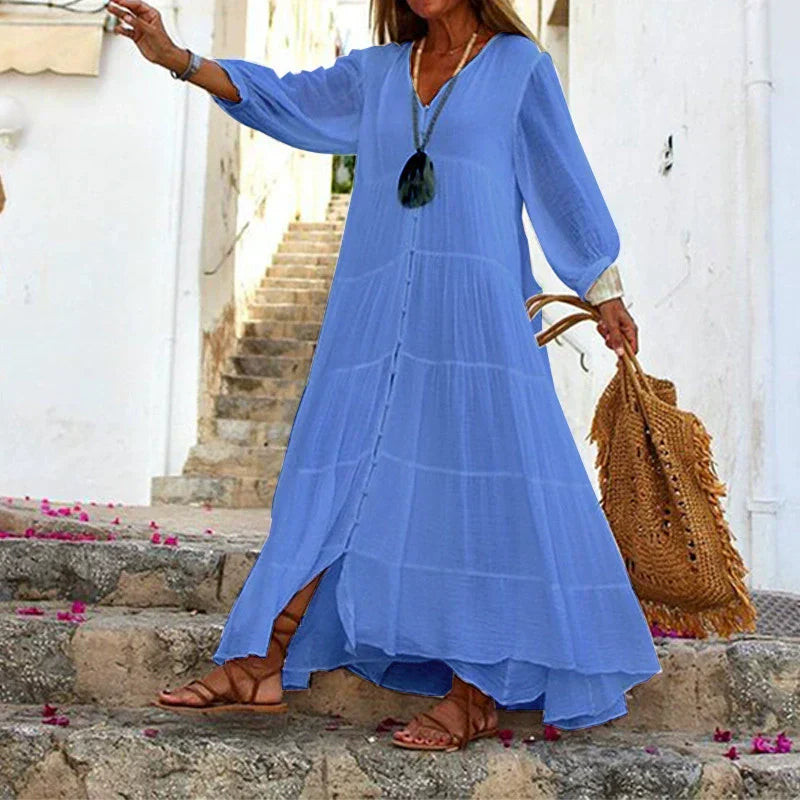 Lunariah - Women's V-Neck Maxi Dress