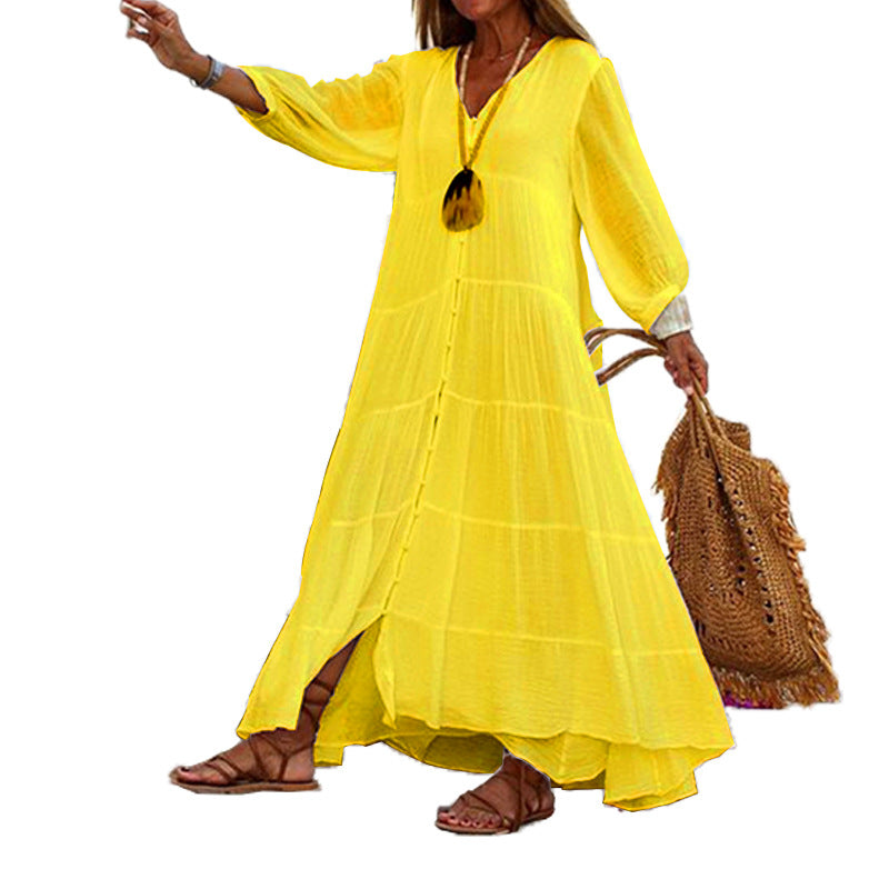 Lunariah - Women's V-Neck Maxi Dress