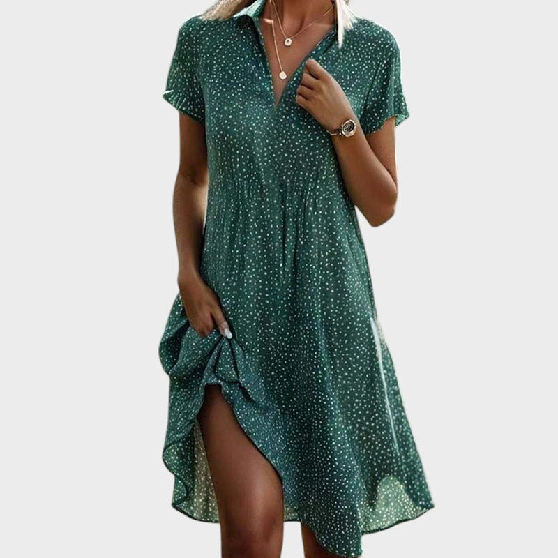 Janina - Elegant and comfortable polka dot midi dress