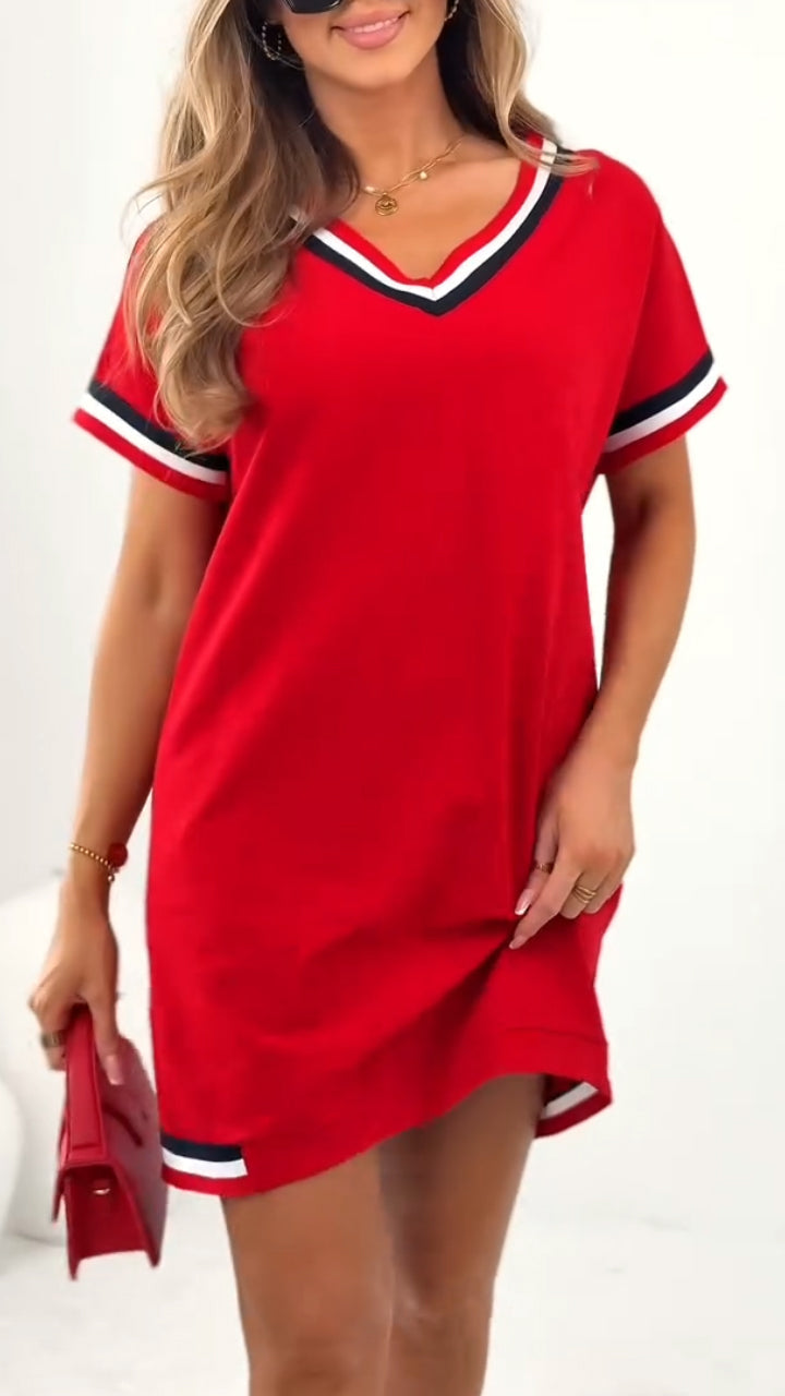 Daelora - Casual Summer Dress with Contrast Trims