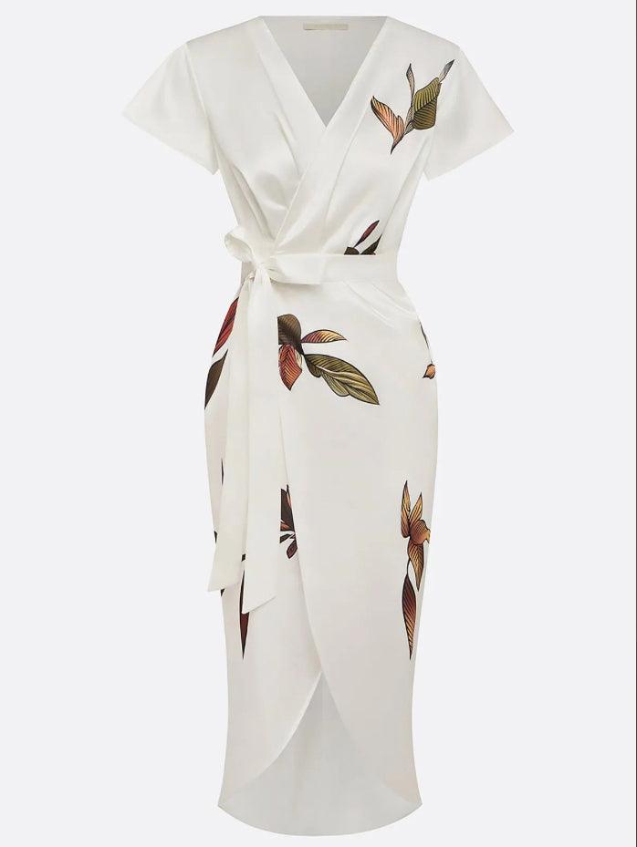 Nysoria - Elegant Floral Wrap Dress