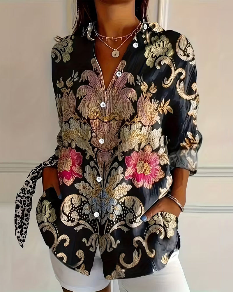 Arelienne - Button-down Shirt with Artistic Patterns