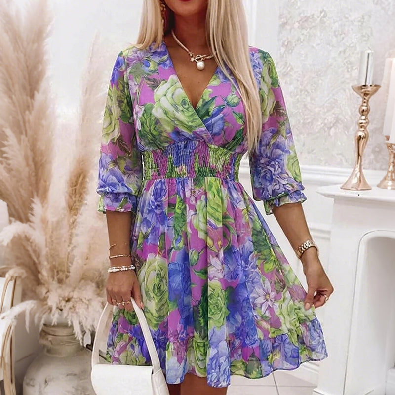 Halvienne - V-Neck Floral Summer Dress