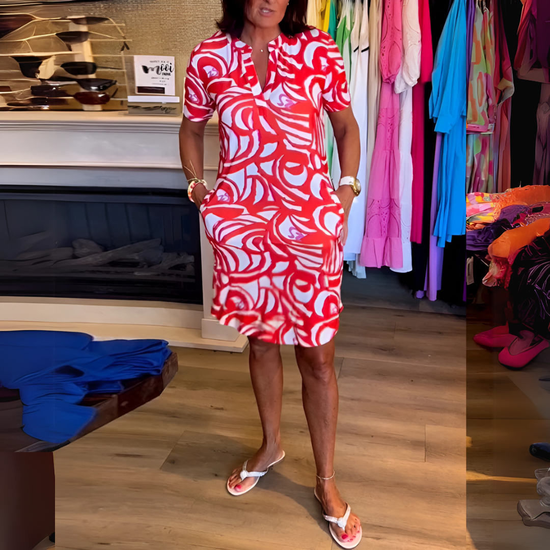 Mira - Printed V-neck dress