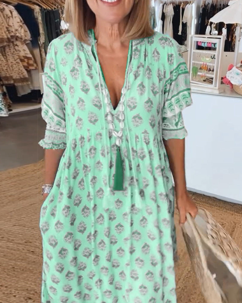 Flavie - Loose Fit Casual Dress with Print