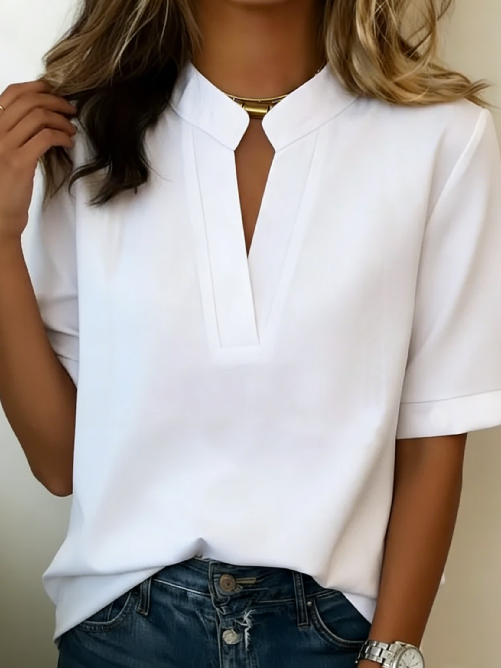 Pravine - Women's Casual V-Neck Blouse