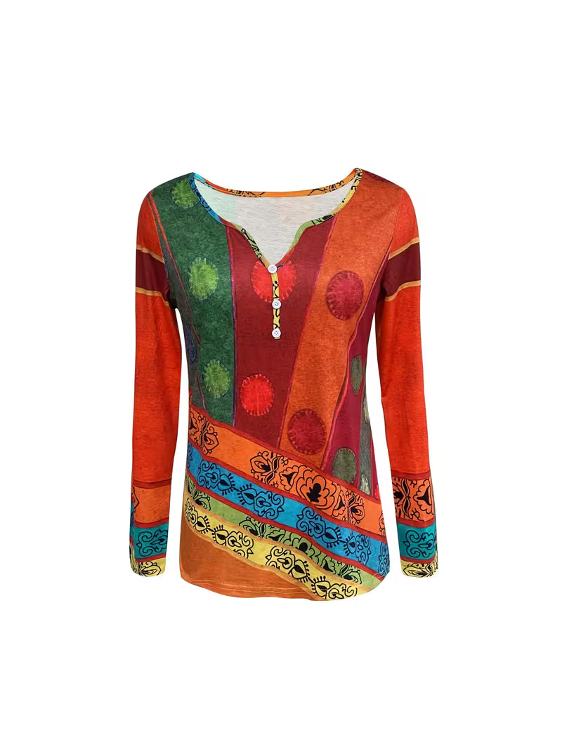 Doralivienne - Chic Long-Sleeved Ethnic Blouse