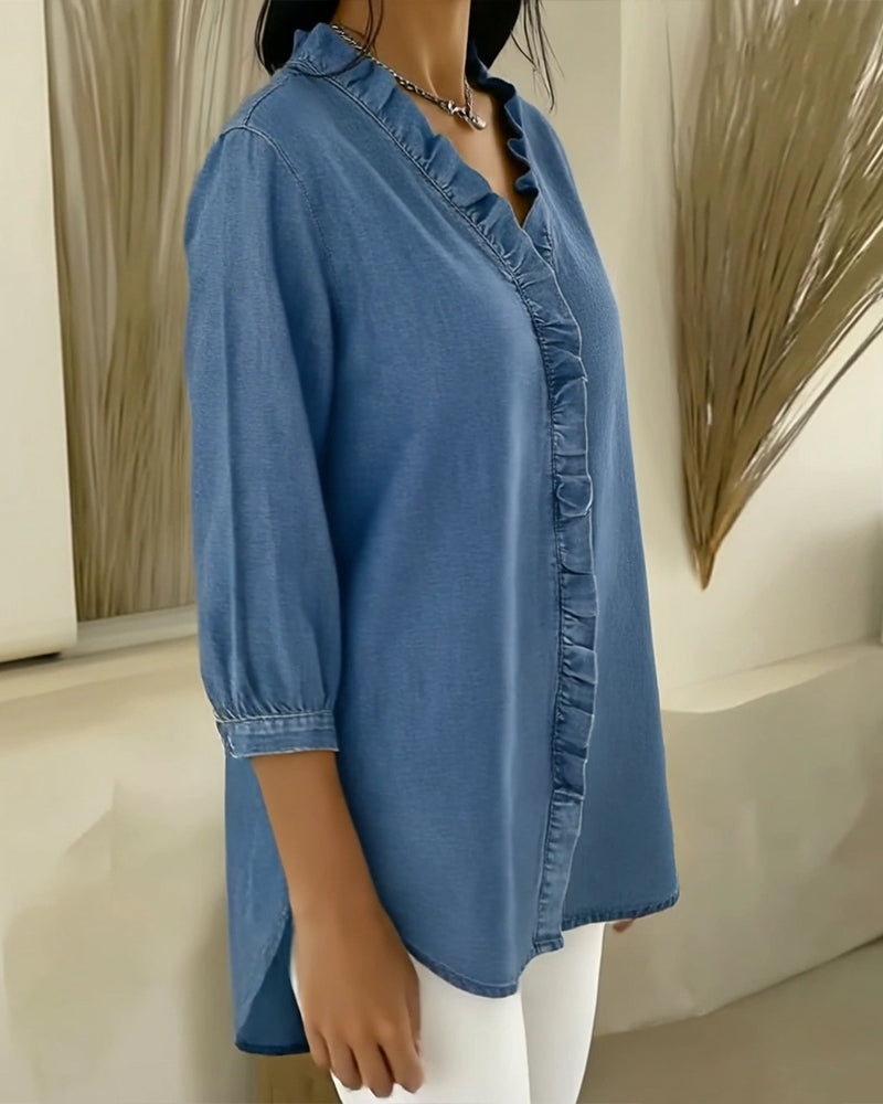 Selyra - Elegant Women's Ruffled Blouse