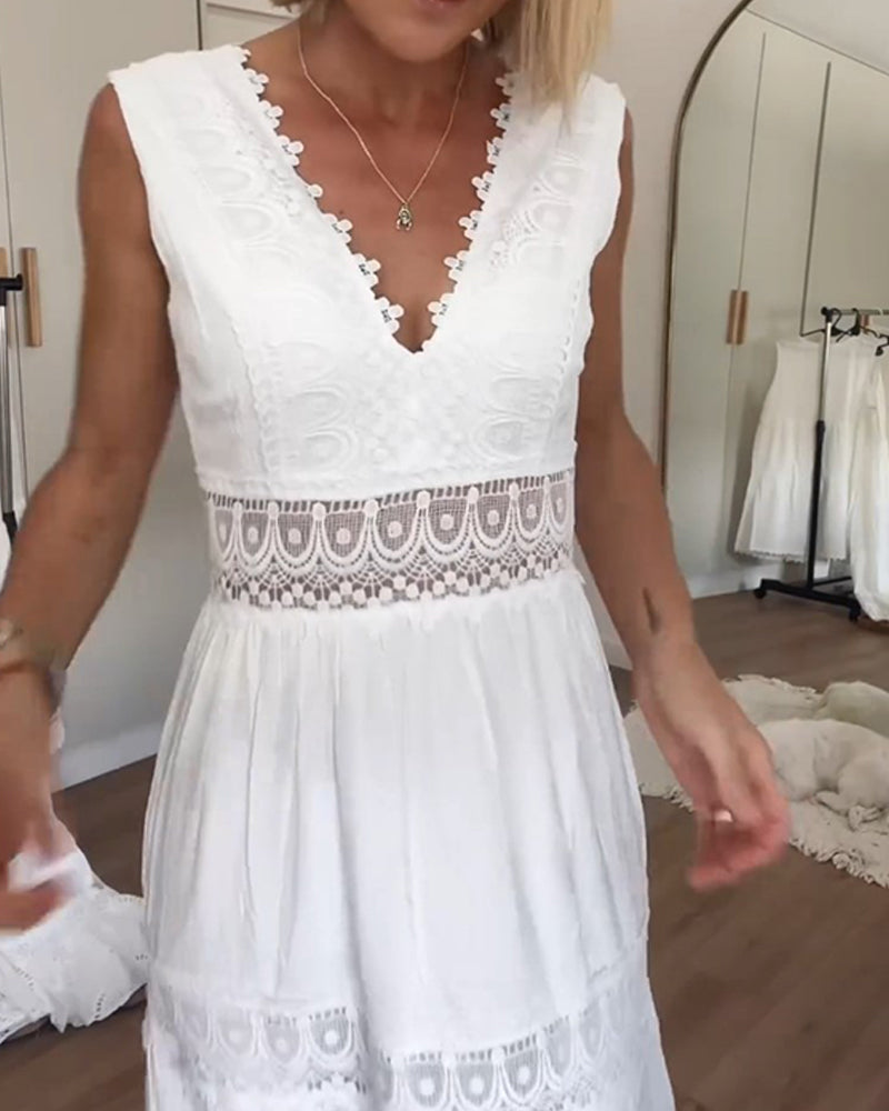Mirna - Lace Tank Dress with V-Neckline
