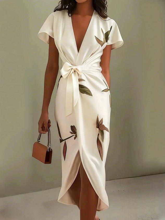 Nysoria - Elegant Floral Wrap Dress