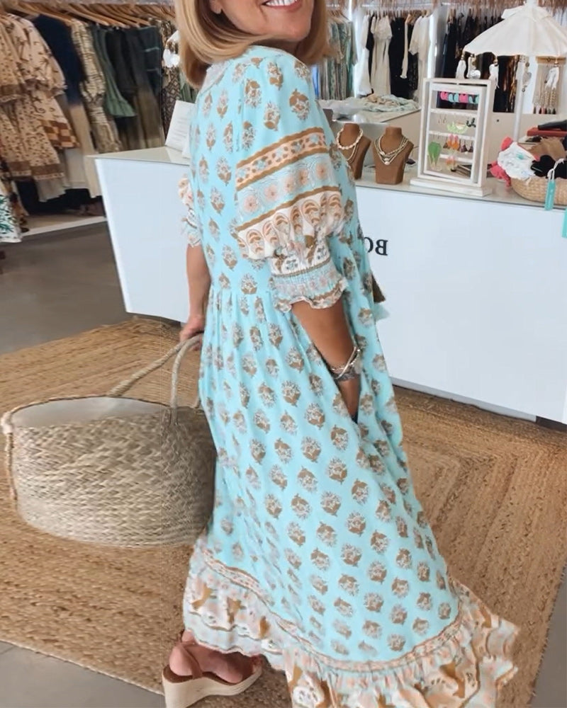 Flavie - Loose Fit Casual Dress with Print