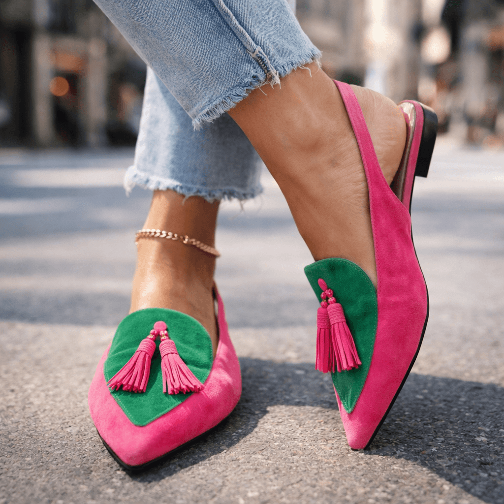Zara – Slingback flats with pointed toe and tassel detail