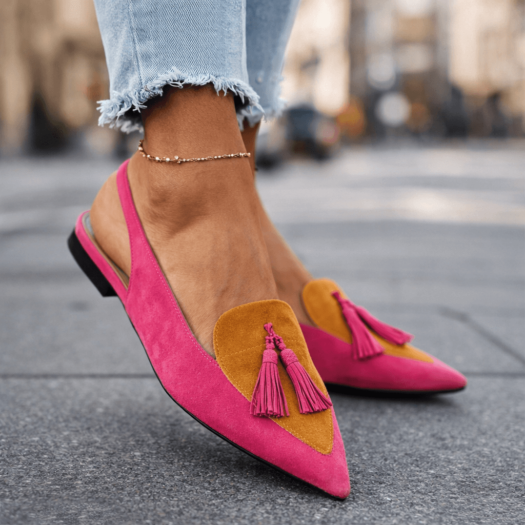 Zara – Slingback flats with pointed toe and tassel detail