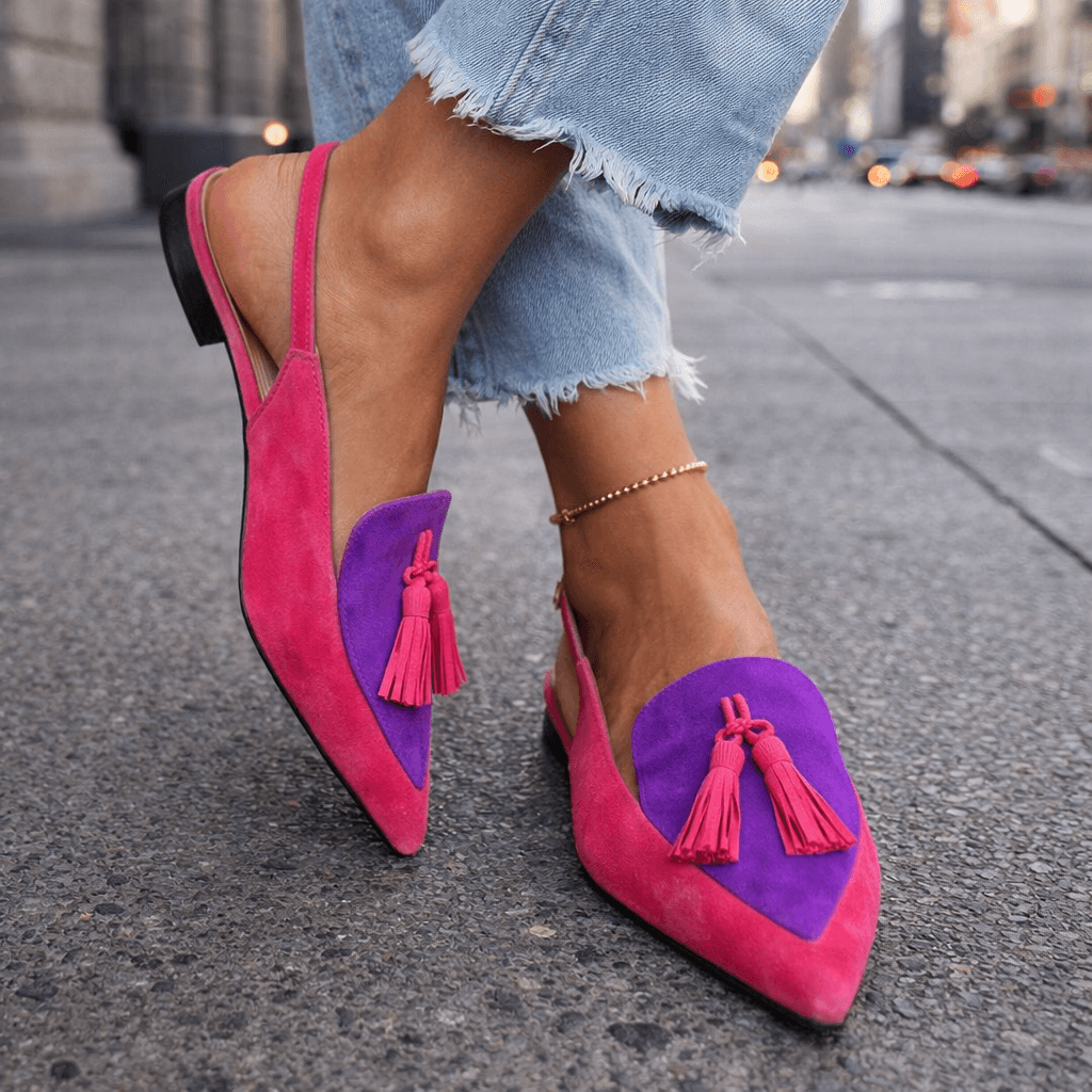 Zara – Slingback flats with pointed toe and tassel detail