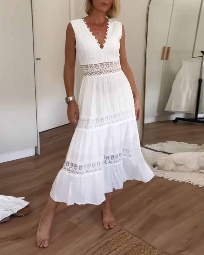 Mirna - Lace Tank Dress with V-Neckline