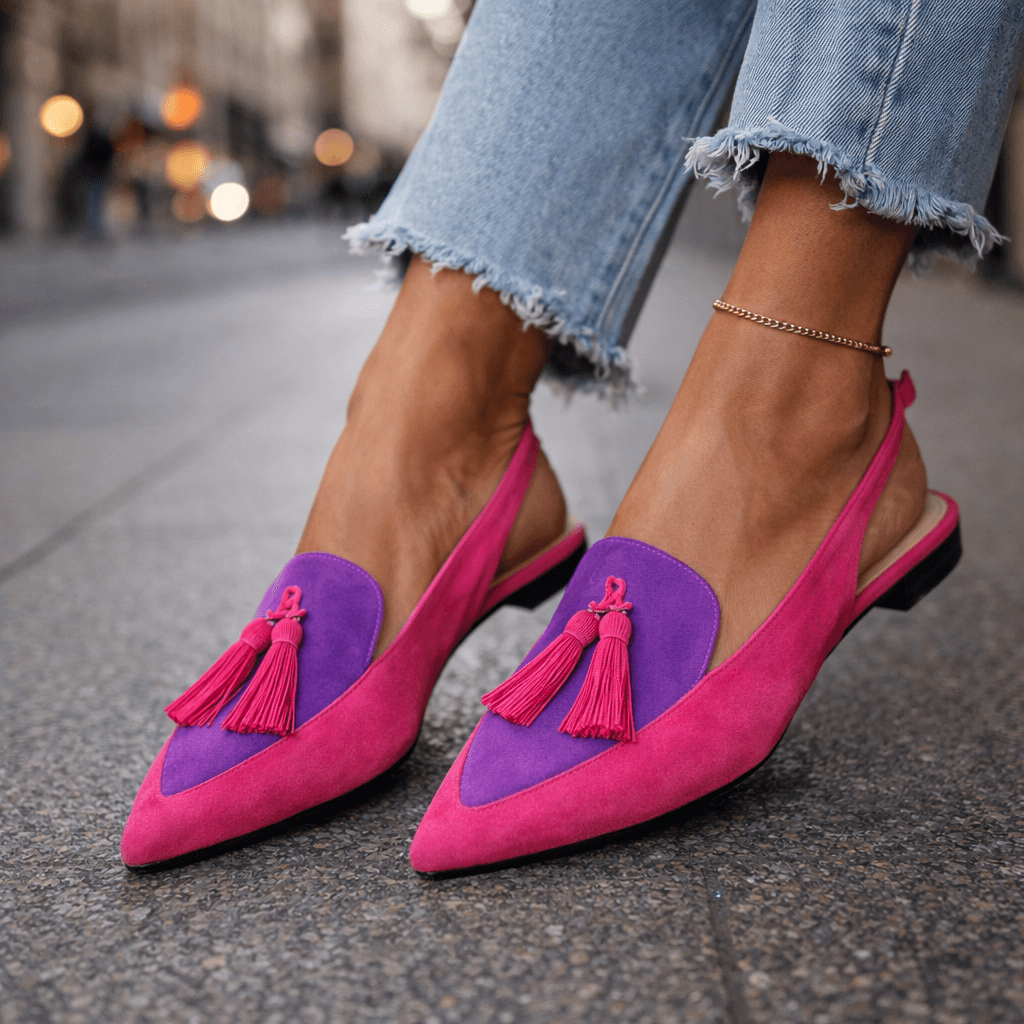 Zara – Slingback flats with pointed toe and tassel detail