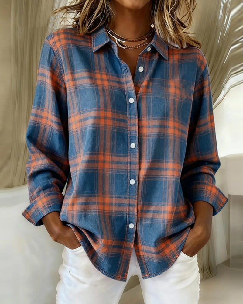 Belviana - Checked Shirt with Lapel Collar