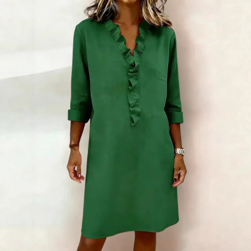 Sophie – Dress with V-neck and ruffle detail