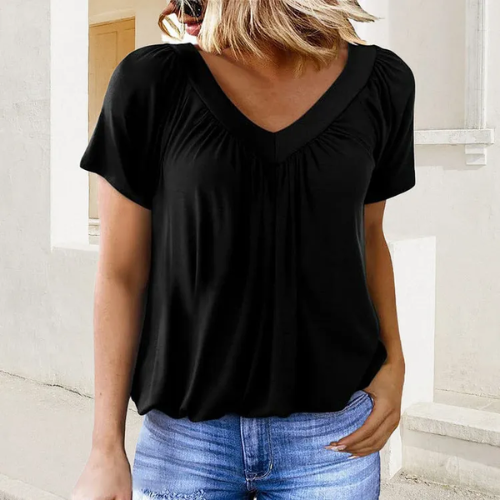 Livia – Top with V-neck and gathered detail