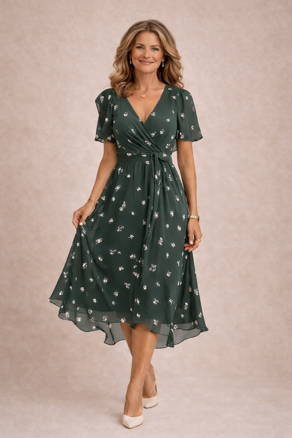 Kaedra - Elegant Floral Flowing Dress